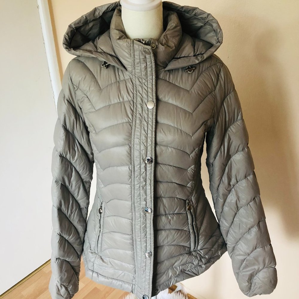 Laundry By Shelli Segal - Gray Puffer Jacket with Hood